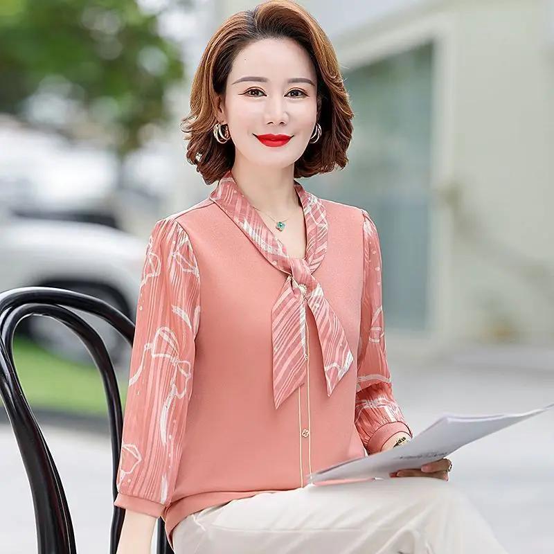 Three-quarter Sleeve Bottoming Shirt Outer Top New Middle-aged and Elderly Women