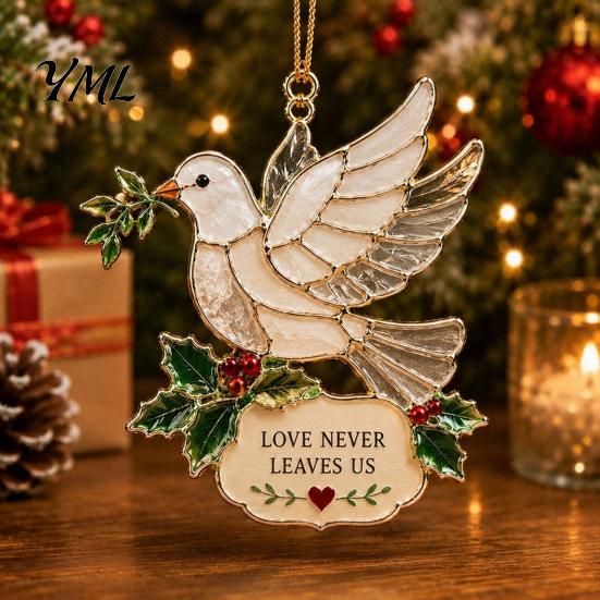 Decorative Ornaments for Fireplace Faux Stained Glass Christmas Ornaments, 2D Hummingbird Dachshund Highland Cow Tree Hanging Decorations Decoration
