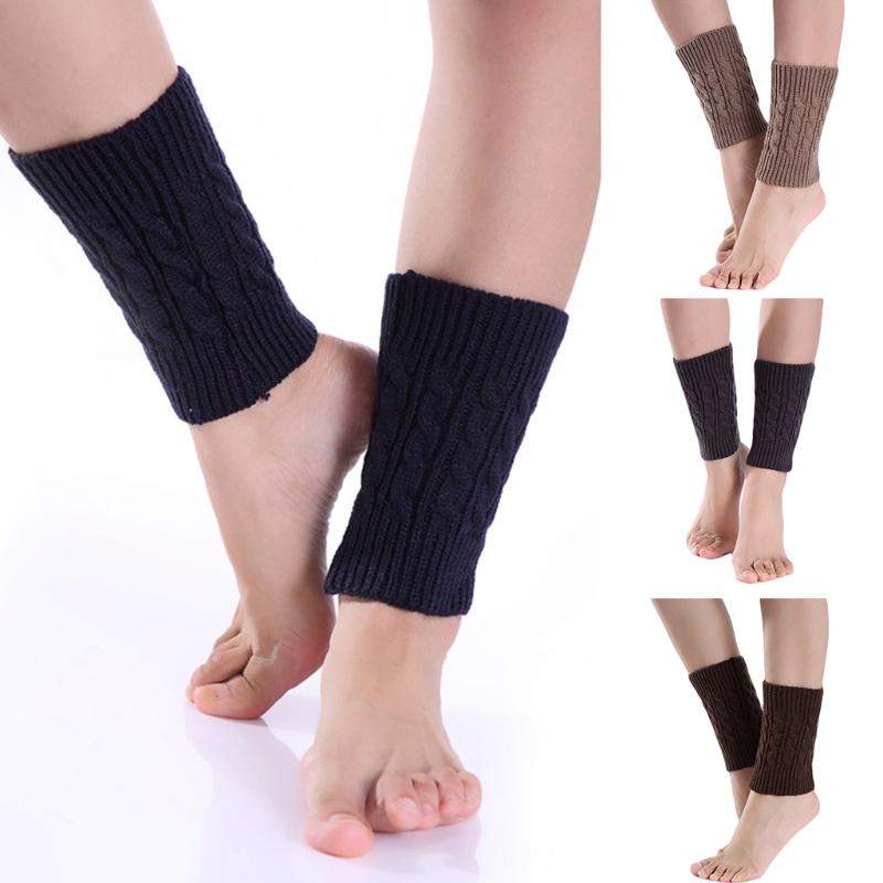 Women Winter Cable Knitted Leg Warmers Socks Solid Color Twist Braided Crochet Pattern Short Boot Cuffs Cover Toppers