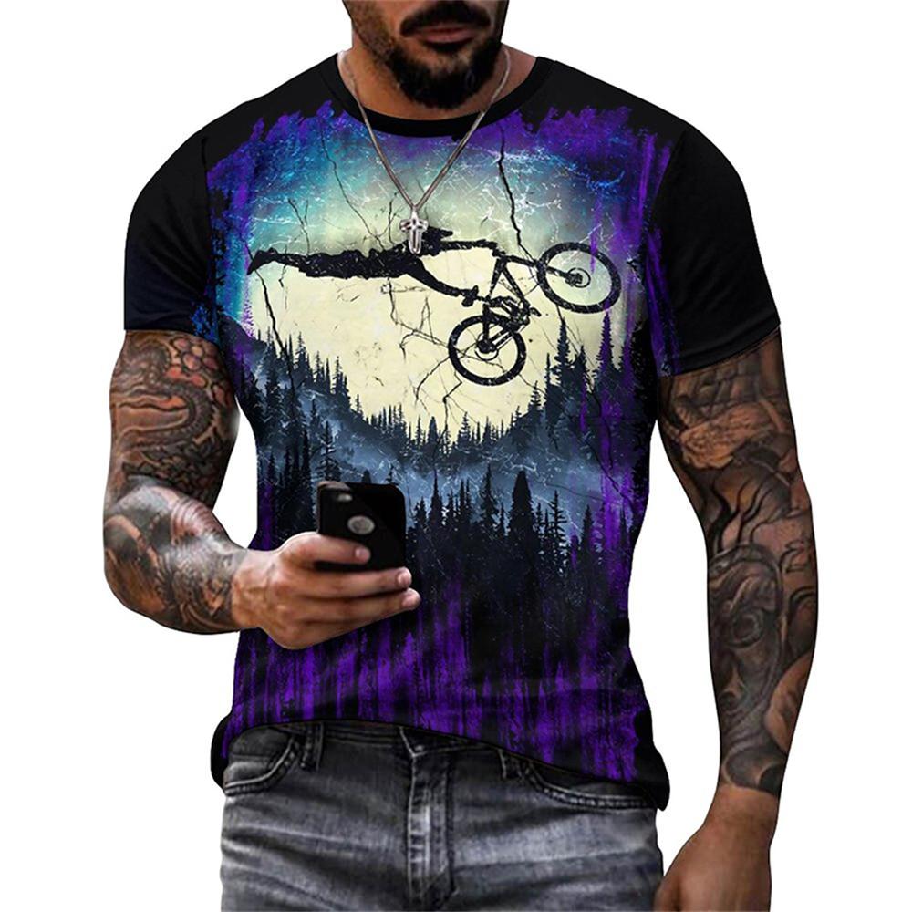 Vintage Bike Graphic T Shirt for Men Clothing 3D Printed Bicycle T-Shirt Gym Sport Tops Tee Streetwear Men Clothes Short Sleeve