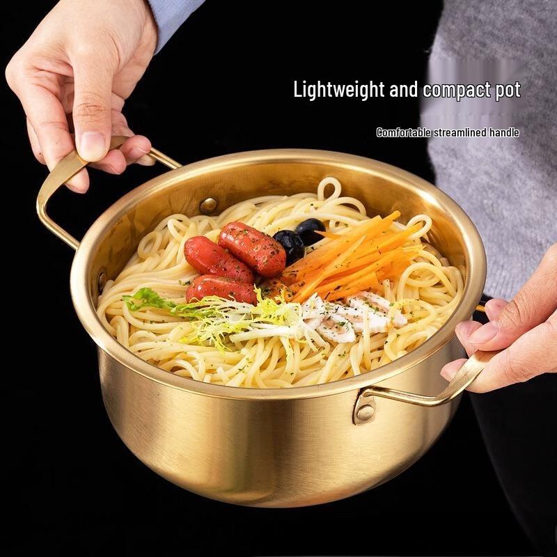 JINGRUIXIANG Golden Stainless Steel Korean Noodle Pot Set