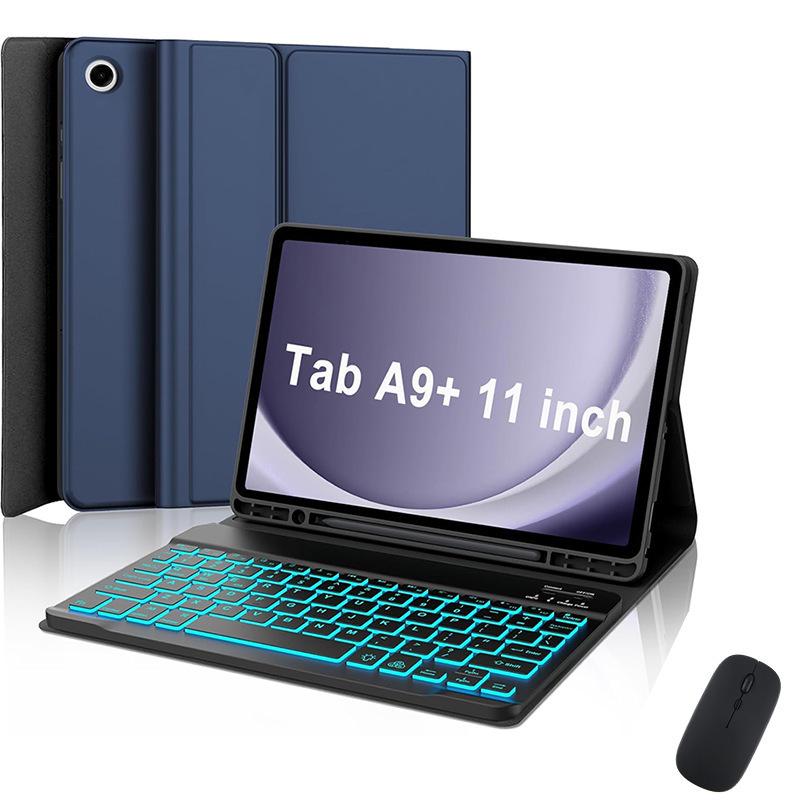 Suitable for Samsung A9 Plus Tablet: 11+ Bluetooth Keyboard with Backlit RGB and Leather Protective Case S789 10FE.