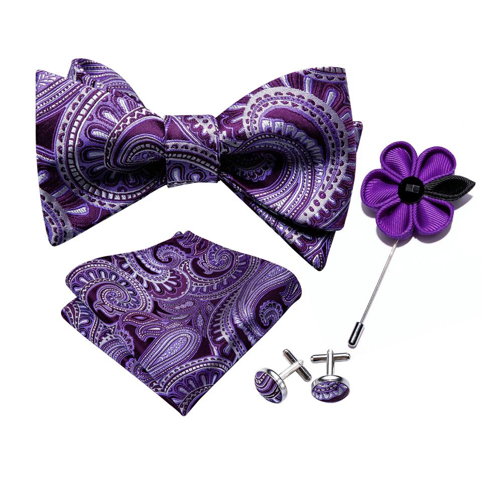 

Прохладный мужской галстук-бабочка, носовой платок, запонки, бутоньерка, фиолетовый шелковый галстук-бабочка, галстук-бабочка, свадебные свидания LH-1013