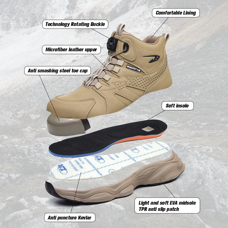 New Rotating button Security Boots Men Work Shoes Anti-smash Anti puncture Safety Shoes Protection Boots Steel toe shoes Fashion