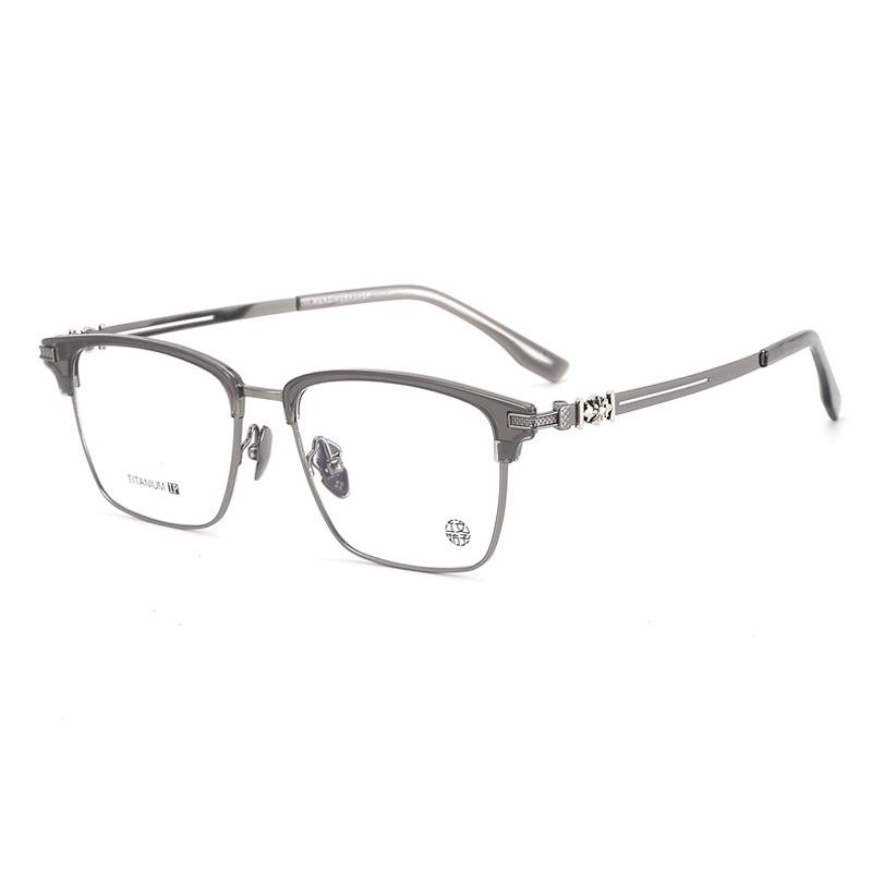Men's Retro Titanium Ultra-light Eyebrow Bar Half-Frame Glasses for Myopia
