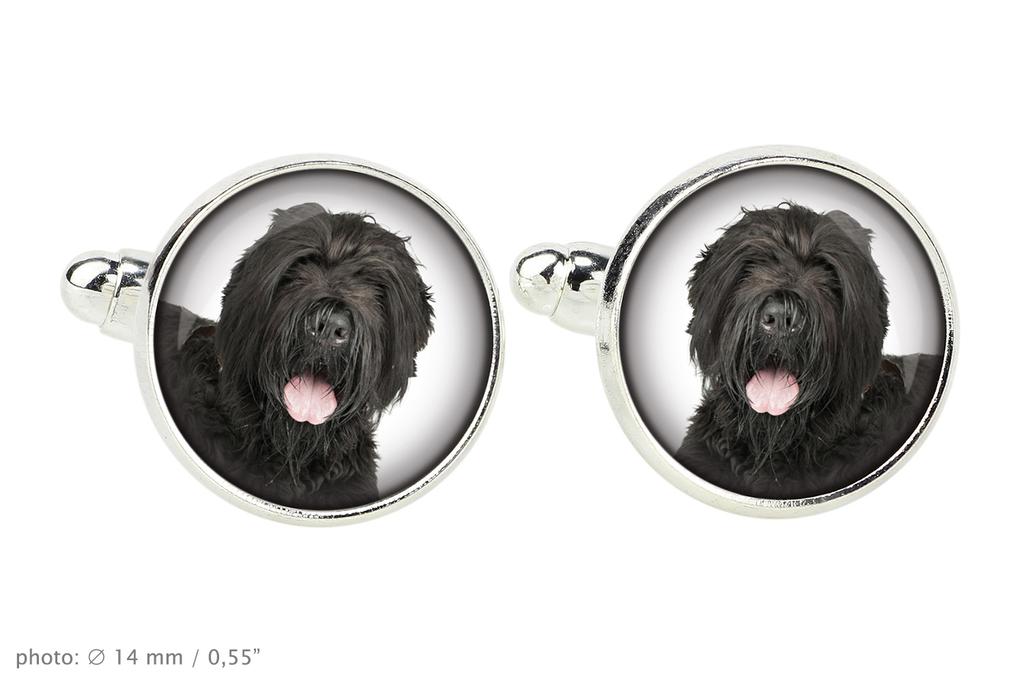 Black Russian Terrier, Chornyi Terrier - cufflinks and tie with your photo, a suit decoration, men's jewelry from the Art-Dog brand.