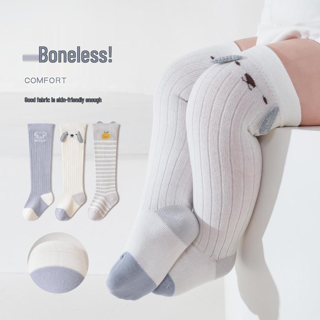 Infant Knee-High Cartoon Socks: Pure Class A Cotton, Non-Binding, Perfect for Spring, Autumn & Winter