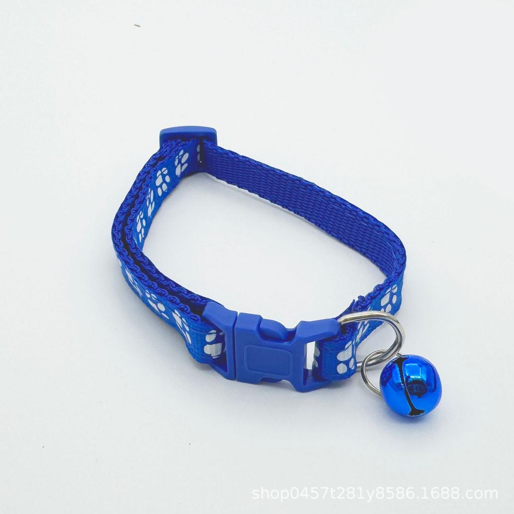 Multi-color Adjustable Cat Pet Collar Cute Paw Print Cat Collar with Bell Buckle for Small Puppy Kitten Cat Supplies Accessories