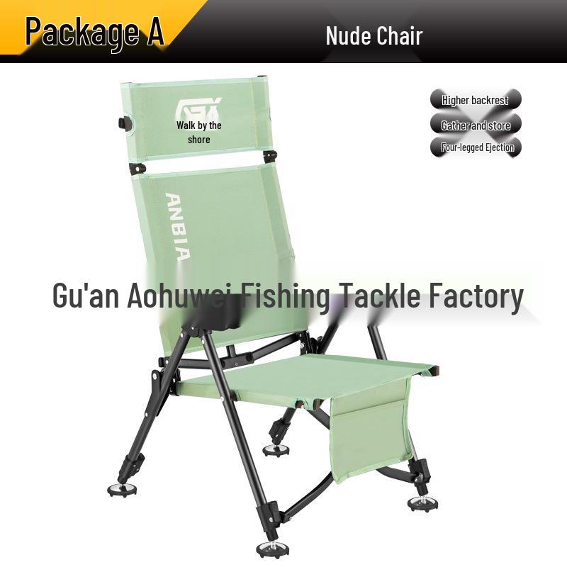Portable European-Style Fishing Chair: Foldable, Thickened Carbon Steel Frame, Reclining, All-Terrain, Fully Retractable for Outdoor Use.