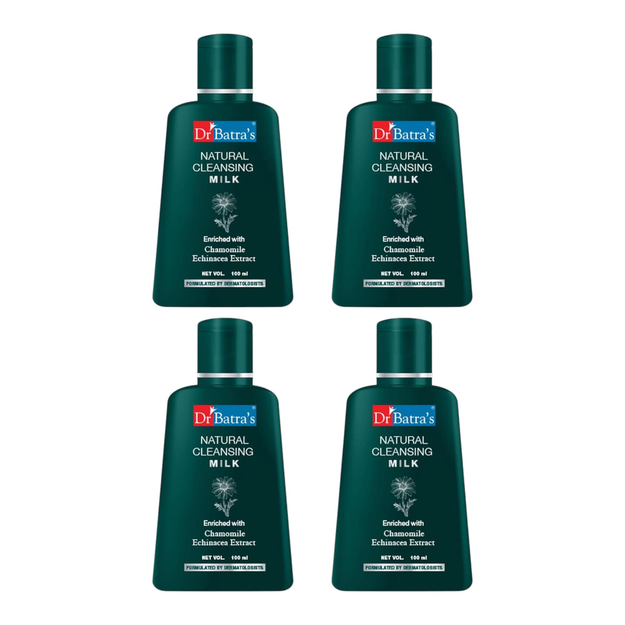

Dr Batra s Natural Cleansing Milk 100 ml X Pack Of 4 Gentle Makeup Remover For Men And Women