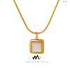 Meier White Seashell Pendant Necklace - Unique Design, 18k Gold Plated Titanium Steel Round Snake Chain Jewelry