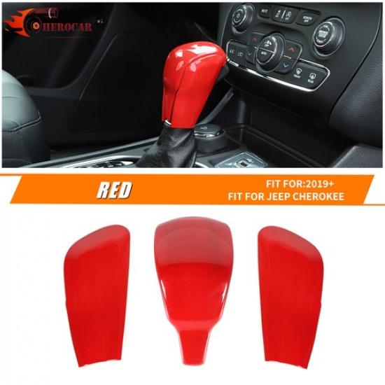 Red Center Inner Gear Shift Knob Head Cover for Jeep Cherokee + Accessories