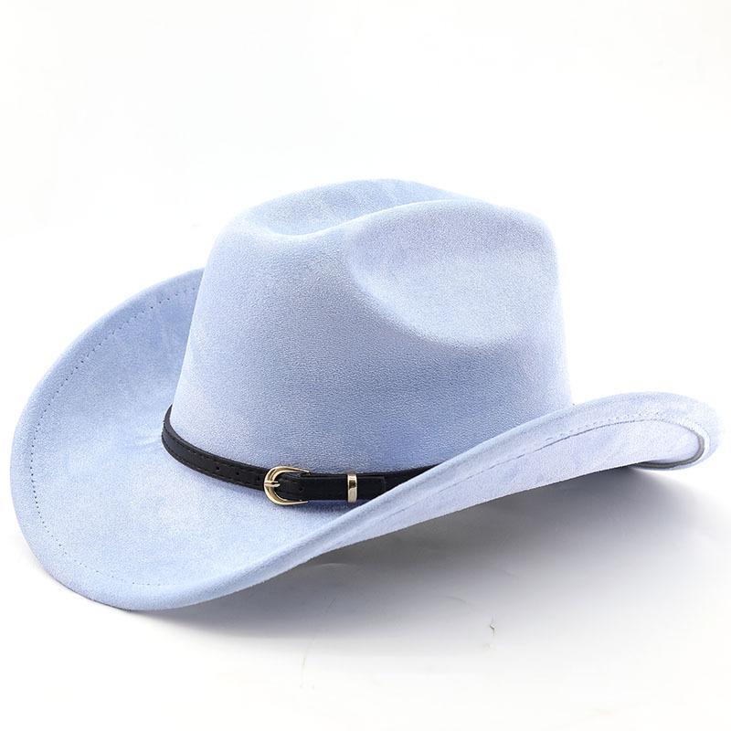 Classic simple belt, western cowboy hat, woolen jazz top hat, men's and women's ethnic style autumn and winter felt hat, big eaves hat