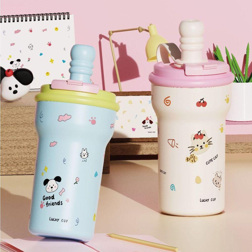 Stainless Steel Vacuum Cup 600ml Water Mug Cute Insulated Cup
