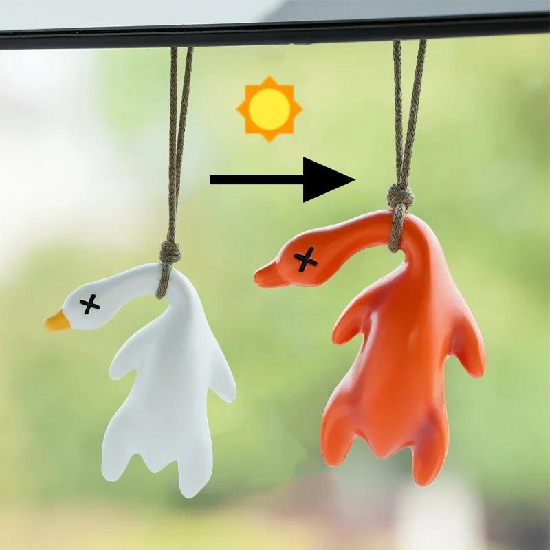 Hot Color Change Duck Funny Swing Goose Roasted Car Pendant Swing Duck Hanging Ornament  for Car Products Interior Accessories