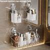 1PC Suction Cup Non-punching Rack Toilet Bathroom Wall-mounted with Hook Storage Rack Toiletries Storage Box