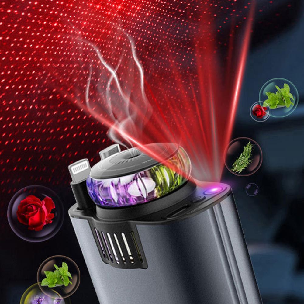 3-IN-1 120W PD Autolader, Type C Snellader Auto Aroma Diffuser Sfeerverlichting Auto Interieur LED Verlichting