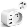 Lencent Australian/Chinese/Argentinian/AU Plug Adapter, 4 In 1 -2 USB +1 Type-C + 1 AC, for France To Countries with Type I Sockets