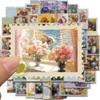 50pcs Flower Style Stamp Stickers Aesthetic Artistic Decals For Phone Notebook Laptop Skateboard Guitar Waterproof Stickers