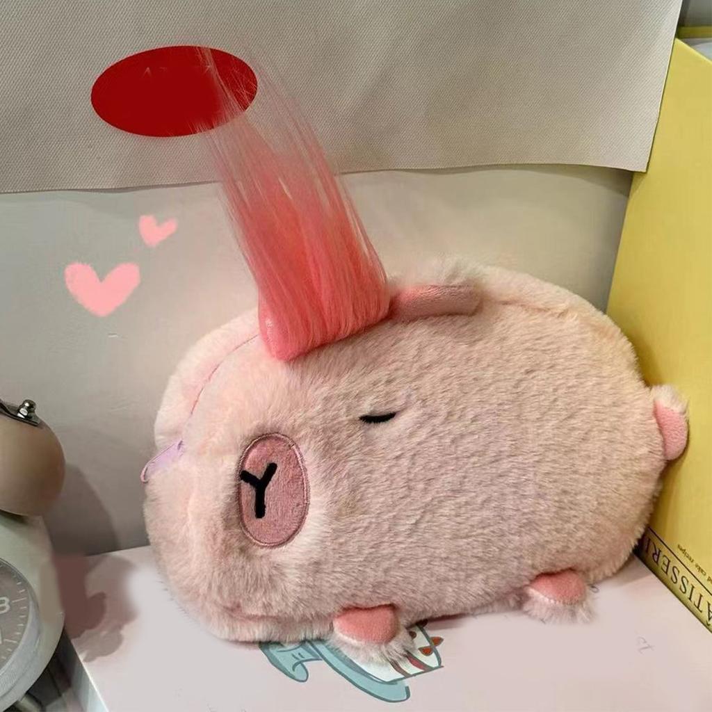 Lovely Capybaras Sturdy Plush Pencil Case Soft Multipurpose Compartment Organizers for School and Travel Supplies