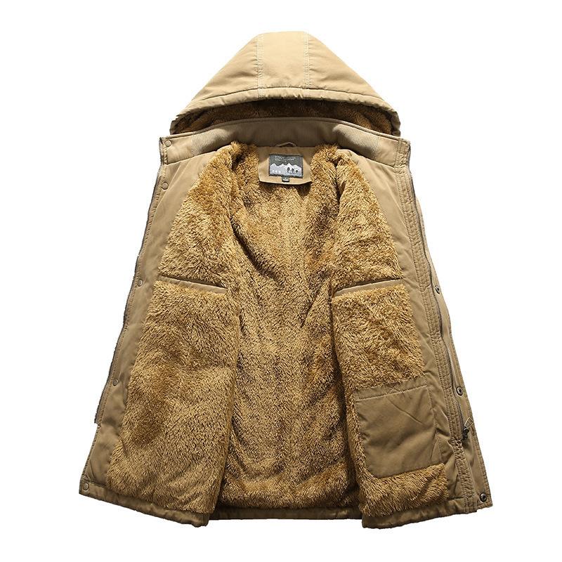 Winter Cotton-padded Men's Medium and Long Coat Large Size Loose Cotton-padded Clothes Piled and Thickened Tooling Cotton-padded Jacket Top Men's