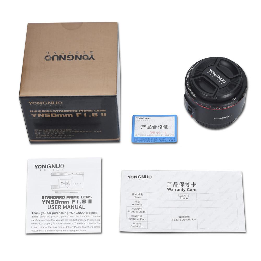 YONGNUO YN50mm F1.8 II DSLR Lens Auto Focus Large Aperture Super Bokeh Effect Compatible with Canon EOS 70D 5D3 600D Cameras