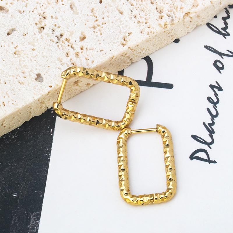 Women's Gold Minimalist Geometric Square Stainless Steel Earrings