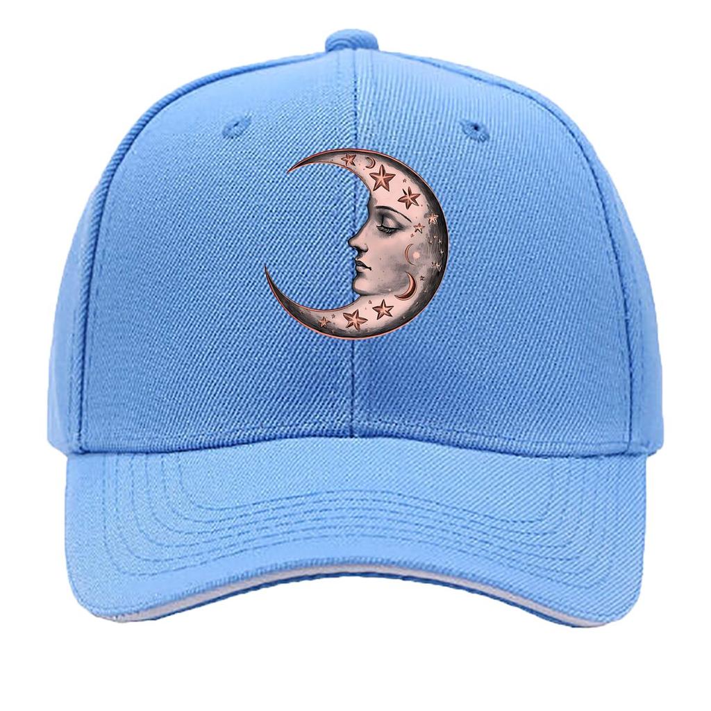 Vintage Celestial Moon Face Wall Art Sandwich Baseball Cap