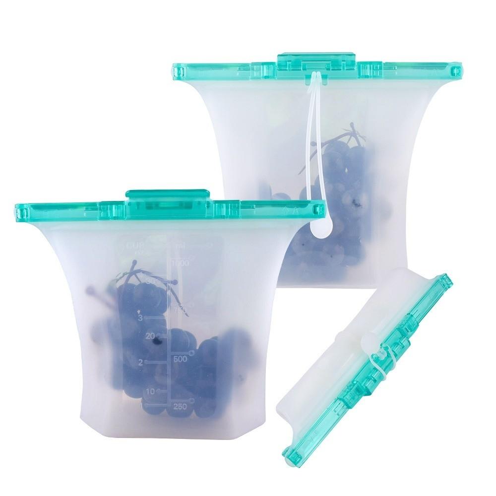 Double Lock Freezer Seal Bags Food-grade Silicone Food Storage Bag Fresh-keeping Bag Fruit