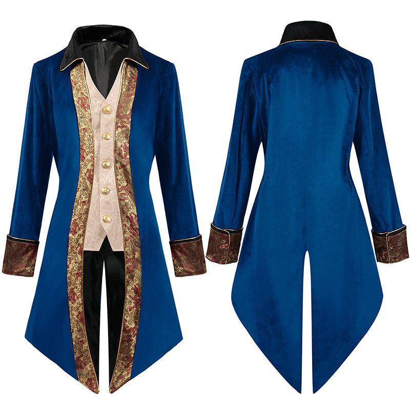European and American Men's Steampunk Medieval Jacket Gothic Outerwear Uniform Gothic Coat Uniform