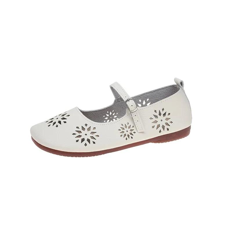 Ladies Leather Shoes Fashion Women's Flat Shoes Soft Walking Shoe Lightweight Non-slip Loafers Zapatos