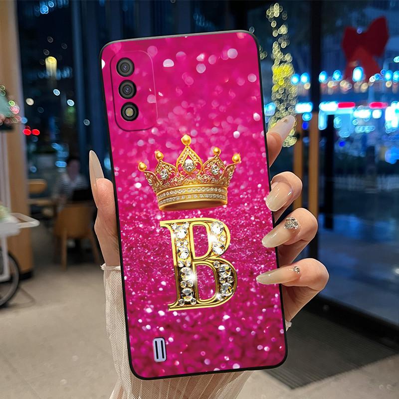 

Phone Case For Itel A26 A37 Newest Fashion Crown Initial Letter Couple Shockproof Soft Silicone Black Casing Itel A26 A37 Cover Itel A26