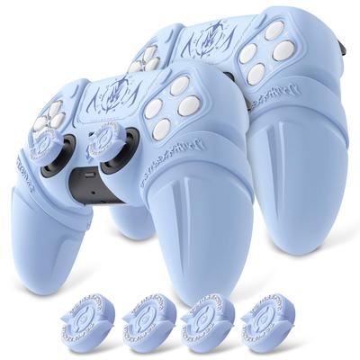 PlayVital 2 Set Runes Edition Silicone Cover for Comes with Thumb Grip Touchpad Sticker and Cross Key Compatible with Ps5 Genuine Charging Stand with