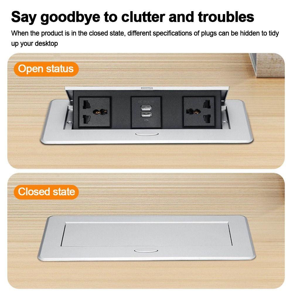 Metal Panel Desktop Plug-In Adapter Embedded Hidden Table Socket Bounce Socket  Multimedia Desktop