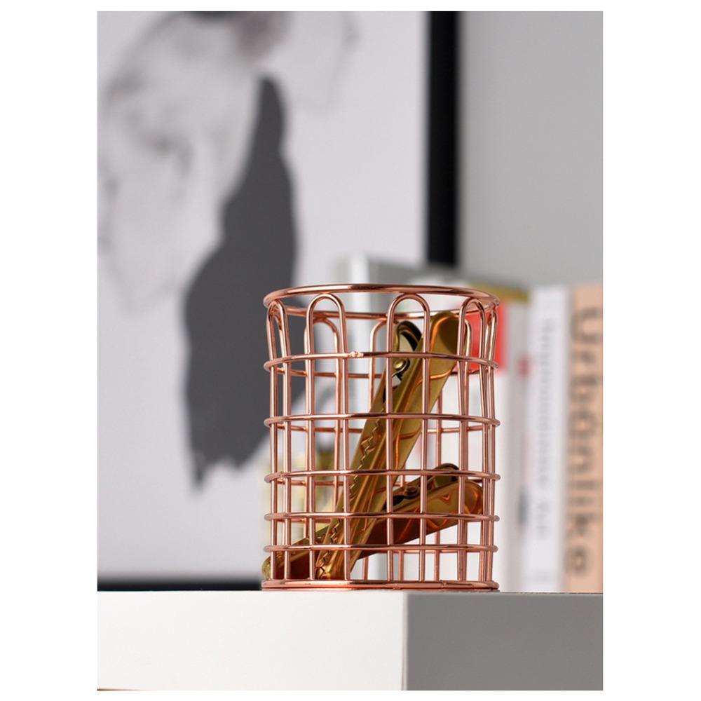 Metal Mesh Square Desktop Pencil Holder Makeup Sorting Storage Organizer Black Silver Gold Holder Stationery Supplies Basket