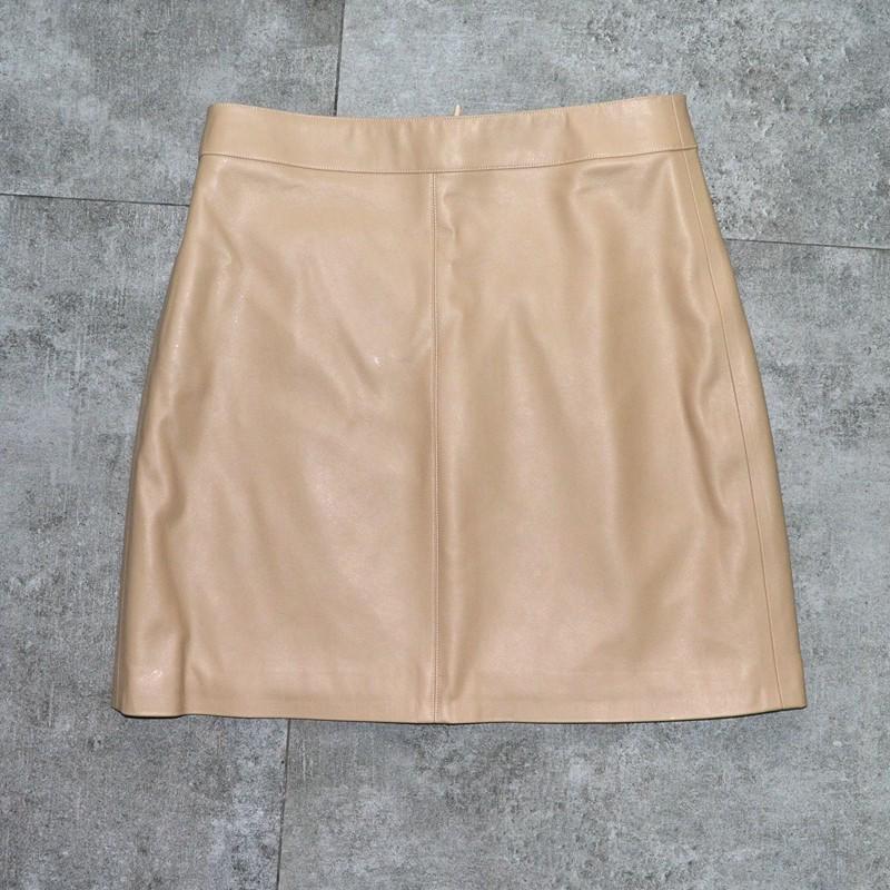 European Style Women's A-Line PU Leather Mini Skirt – Irregular High-Waisted Spring/Autumn Fashion