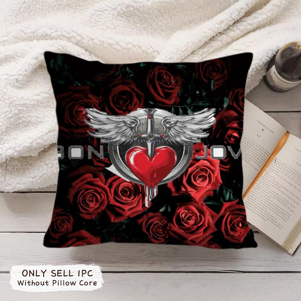 Band BBon JJovi Cushion Cover Soft Plush Fabric DoubleSided Printed Pillowcase for All Seasons Home Decor
