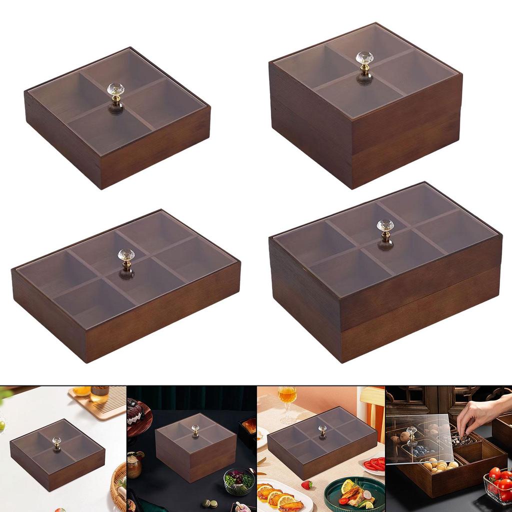 Serving Tray Multifunctional Portable Snack Tray Candy and Nut Dishes with Clear Lid for Fruits Chocolates Sweets Cakes Camping