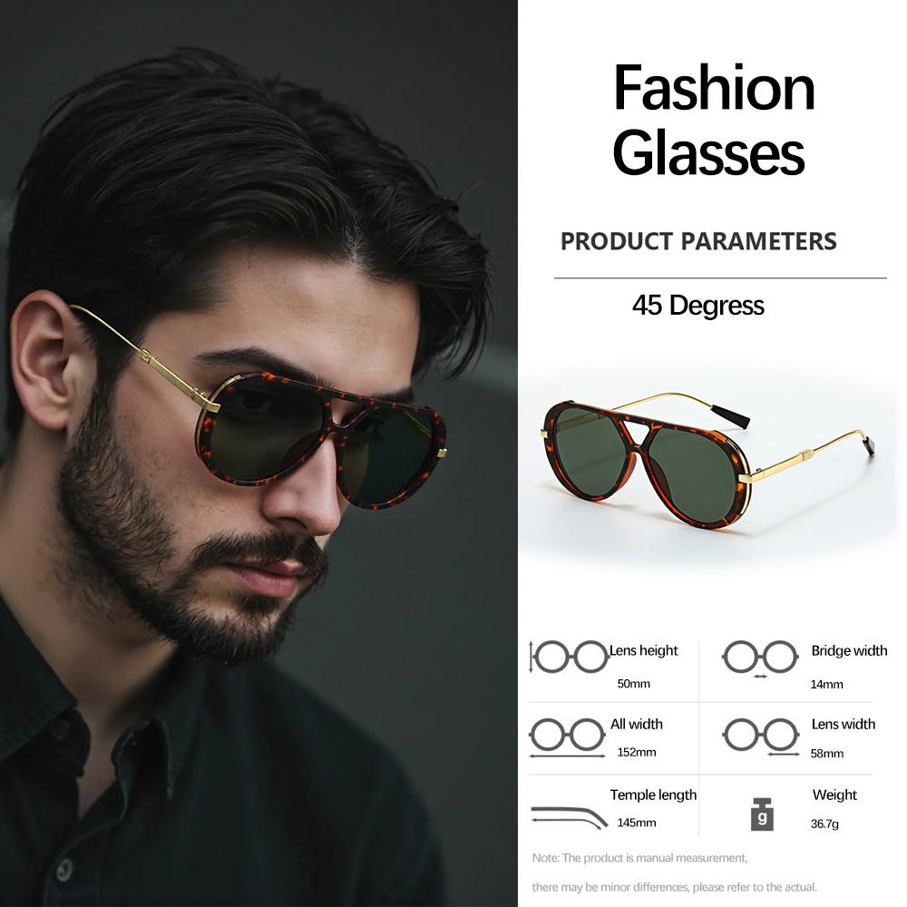 New Retro Vintage Sunglasses For Men Light Luxury Metal Frame Gradient Lens Trendy UV400 Protection