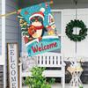 1PC Double-Sided Welcome Christmas Garden Flag - Glasses Penguin Design - Polyester, No Electricity Needed, Festive Outdoor Yard Decor
