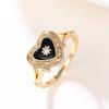 Trendy New Gold-colored Dark Ring with a Resin Heart Charm, a Luxurious and Lightweight Ring Gothic Style Women's Ring