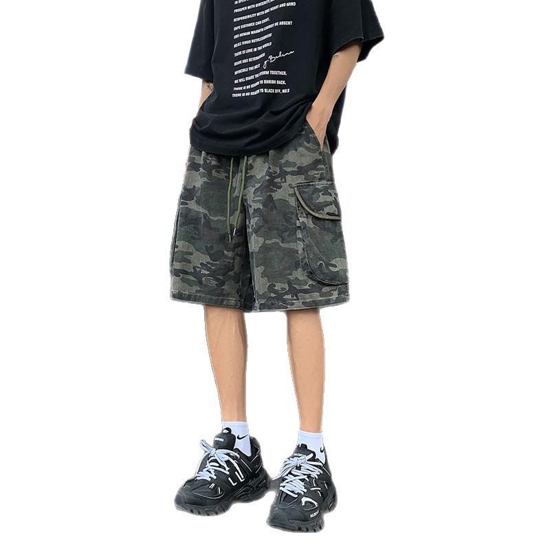 Large Pocket Camouflage Work Shorts Men's Summer American High Street Wide-leg Mid-pants Large Size Loose Four- and Five-point Pants