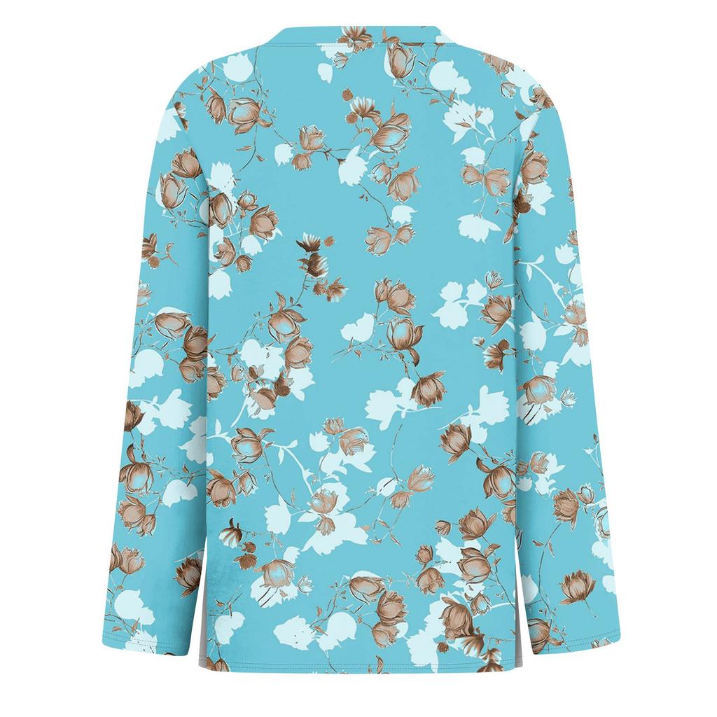 Modny damski casualowy sweter z długim rękawem, popularny, retro, z nadrukiem kwiatowym