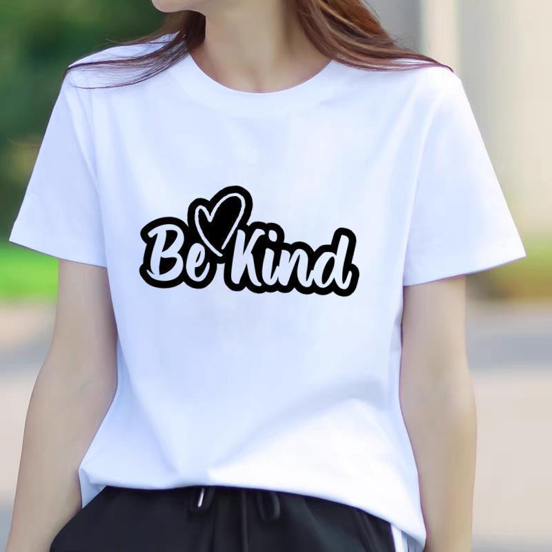 Korean Style Printed Summer T-Shirt: Round Neck, Short Sleeve, Trendy Outerwear for Young Women