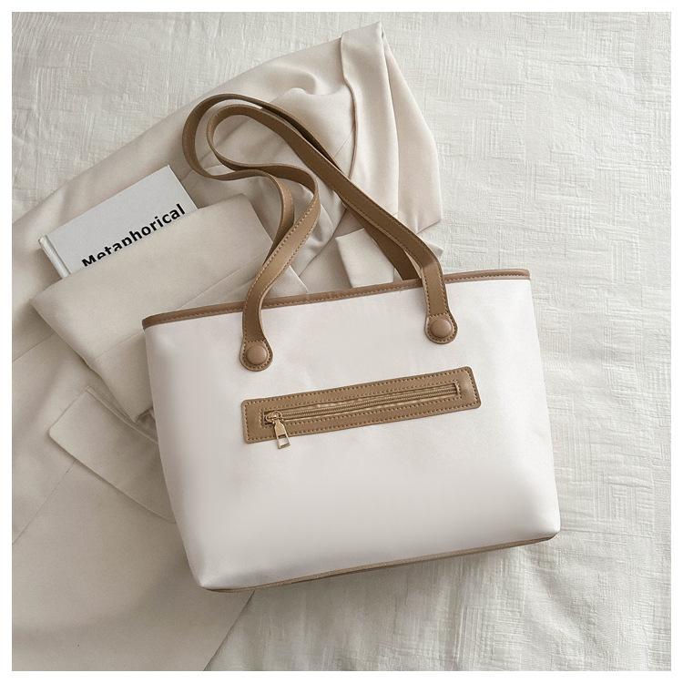 Large capacity simple tote bag women's 2025 new trendy fashion versatile shoulder bag college student class commuter bag