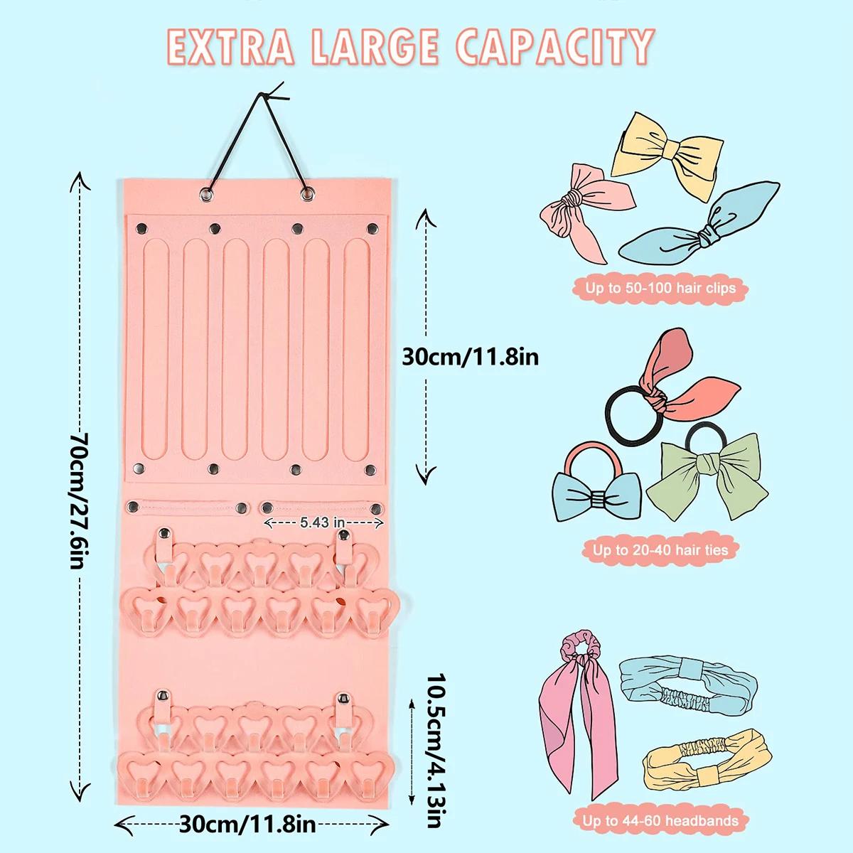 

Hair Bows Organizer Large Capacity Headband Holder Wall Hanging Hair Clip Storage Hanger Space Saving Hair Accessories Display