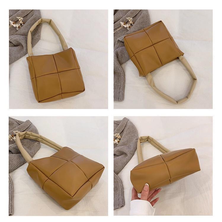 IELGY Женская простая модная клетчатая текстурированная сумка через плечо чёрный — фото 9