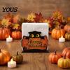 Solid Wood Paper Organizer Halloween Ghost/Cat Wooden Napkin Holder, Cute Towel Decorative Holiday Party Dining Accessories Stand, Freestanding Tissue