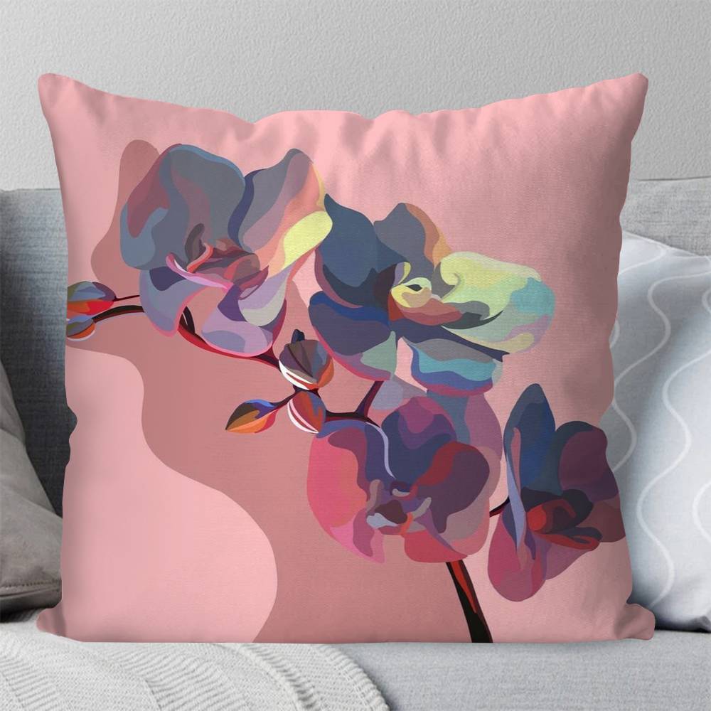 Flower Art Pillow Case Fashion Square Pillowcase Bedroom Sofa Room Ins Decoration Leisure