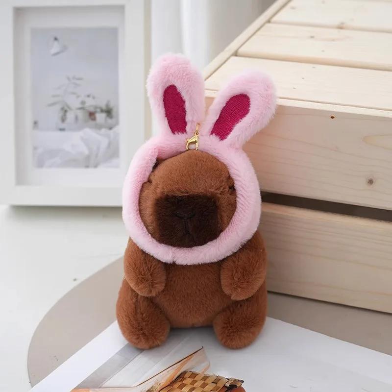 Cartoon Capybara Plush Keychain Pendant Toy Doll Bag Hanging Ornament Cute Desktop Car Decoration for Kids Birthday Gift